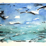 Watercolor Painting Abstract Seascape 001