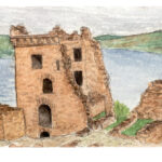 Watercolor Painting Urquhart Castle Loch Ness