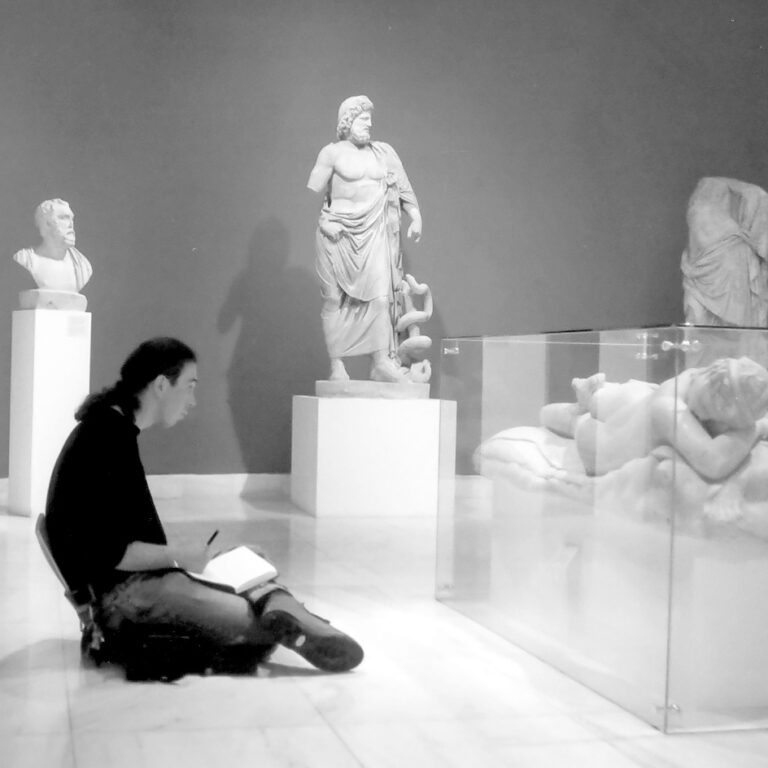 Photo me sketching in Athens Museum