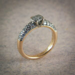 Jewelry Engagement Ring 18 Karat Rose/White Gold, Diamonds