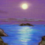 Pastel Painting Moonlight Seascape
