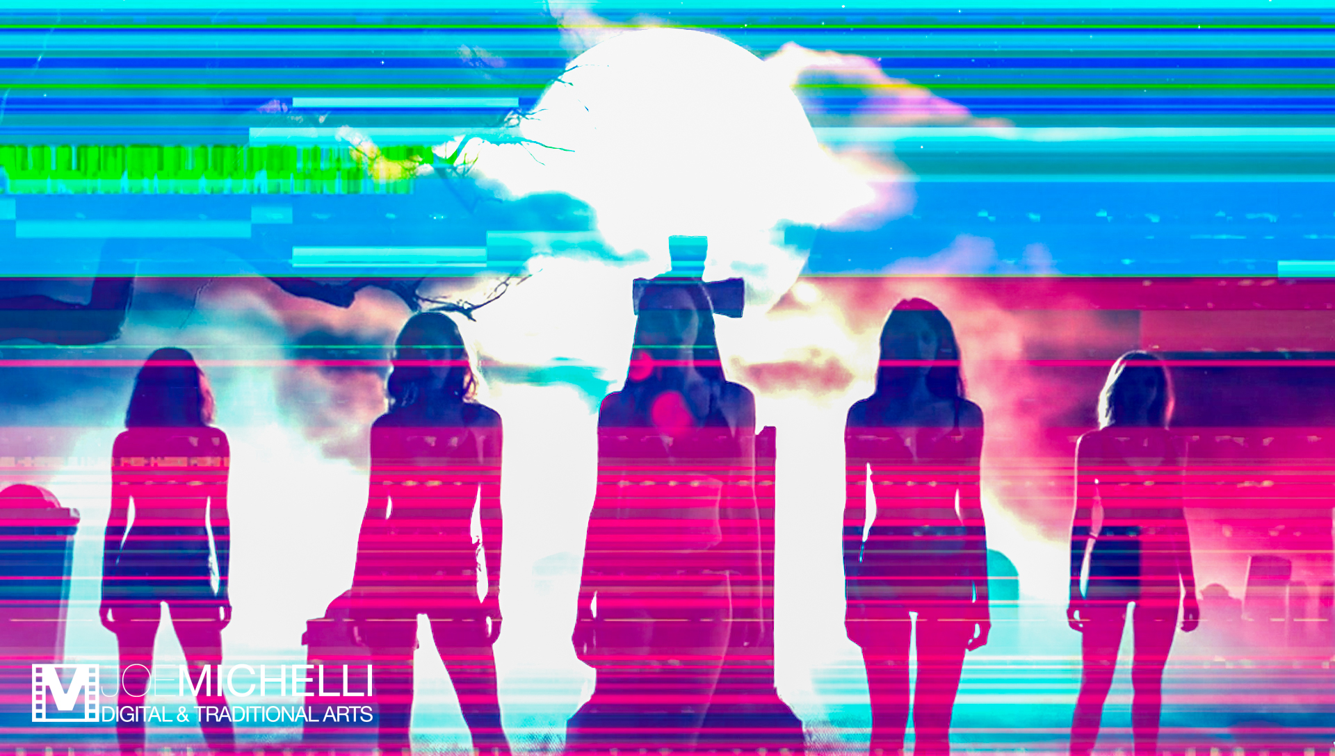 Digital Graphic Psychedelic Imagery Captured from Video Art, Halloween Series "Graveyard Witches" 2